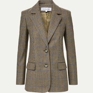 Garrison Oversized Dickey Jacket Grey/Blue/Green Houndstooth - Size 0